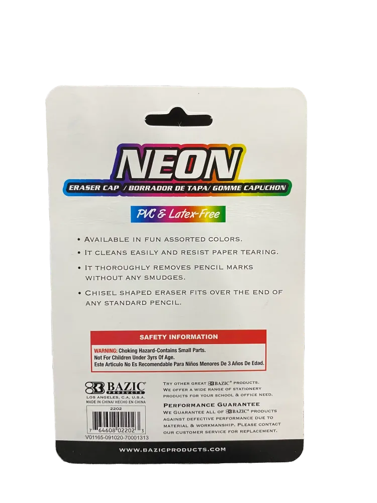 BORRADOR GORRITO NEON 20 PZ 2202 BAZIC MNK de Mango de Fresno