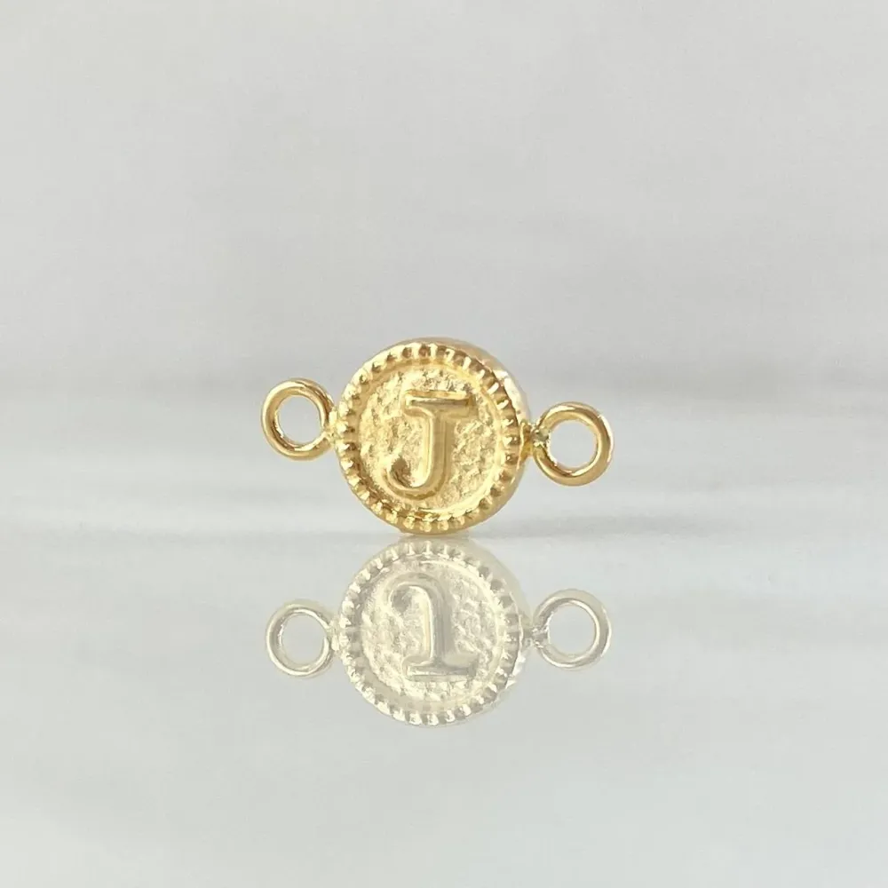 Herraje Letra J 0.45gr / 1.5cm / Circulo Bordeado Oro Amarillo 18K © Hecho Mano