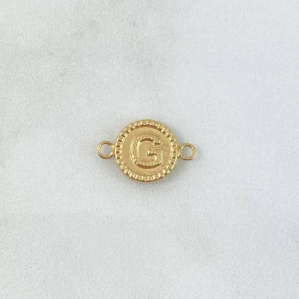 Herraje Letra G 0.5gr / 1.6cm / Circulo Bordeado Oro Amarillo 18K para Suelos Arcillosos