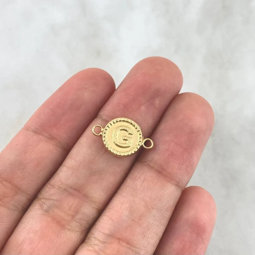 Herraje Letra G 0.5gr / 1.6cm / Circulo Bordeado Oro Amarillo 18K para Suelos Arcillosos