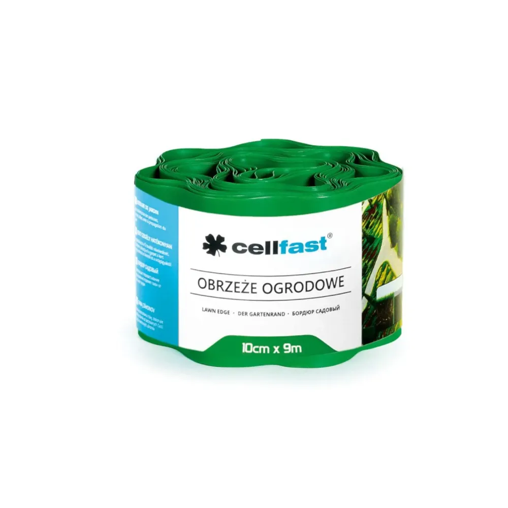 Borde de jardín corrugado de plástico impermeable y versátil 10cm x 9m Cellfast Verde en Color Negro