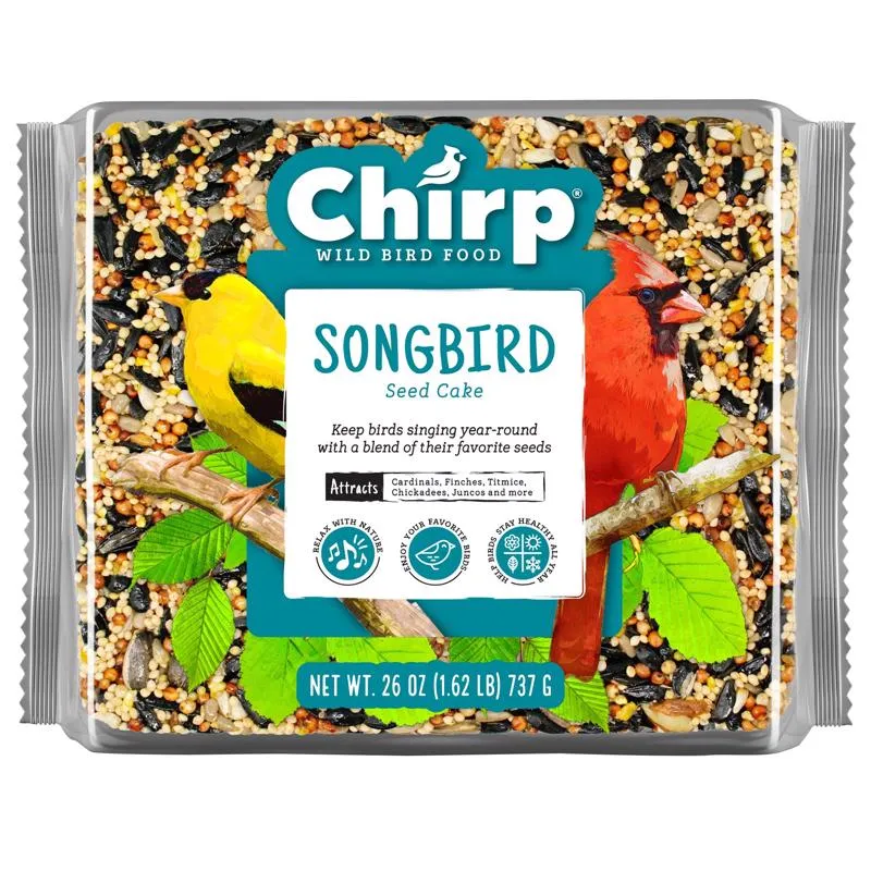 Pastel de semillas de girasol con aceite negro de pájaro salvaje Chirp Songbird, 26 oz