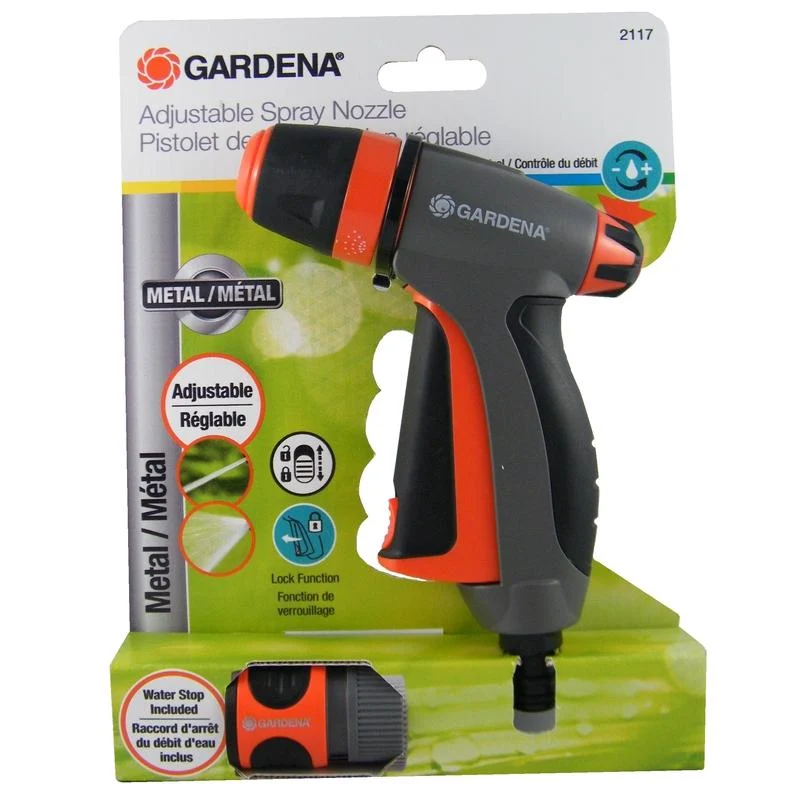 Boquilla rociadora de metal con giro ajustable de 2 patrones de Gardena