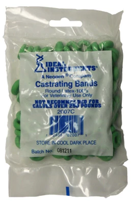 Bandas de látex verdes para castración, 100 unidades. Ideal