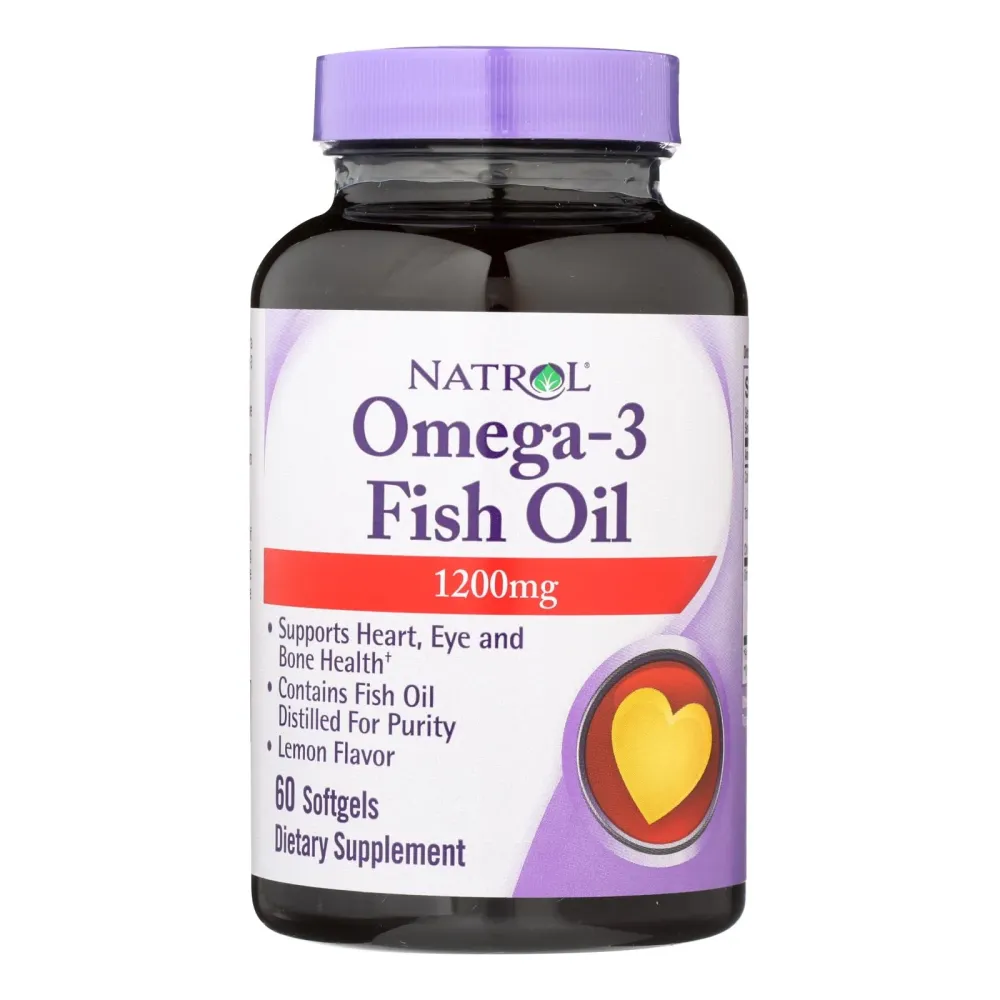 Aceite de pescado con sabor limón y omega-3 de Natrol, 1200 mg, 60 cápsulas blandas