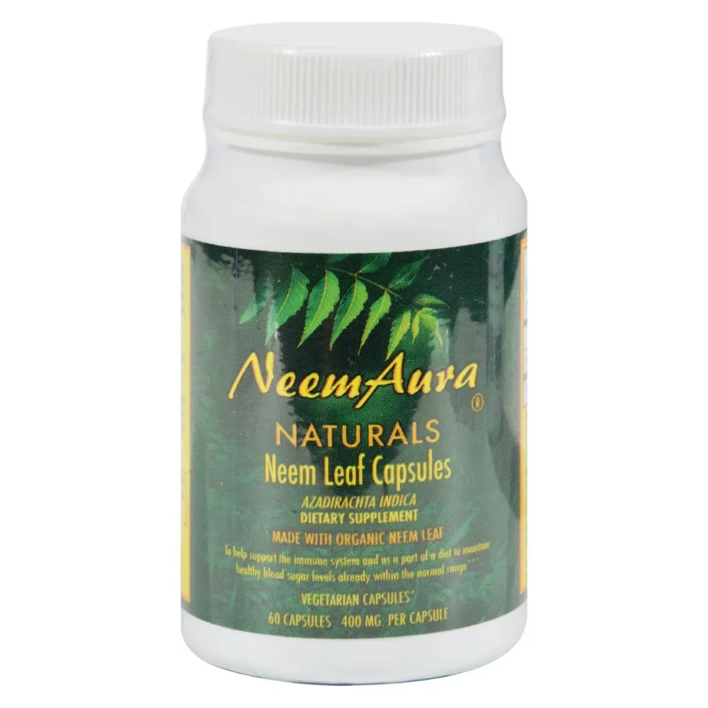 Hoja de neem orgánica Neem Aura - 60 cápsulas vegetarianas Neem Aura Naturals
