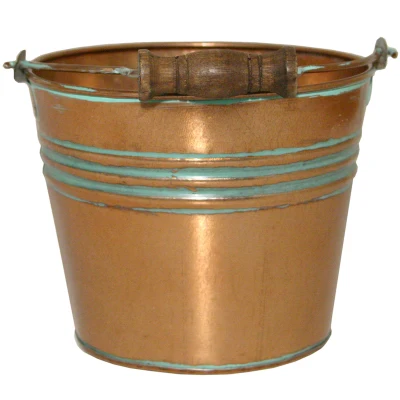 Jardinera con asa, metal con bandas, cobre vintage, 6 pulgadas Robert Allen Llc