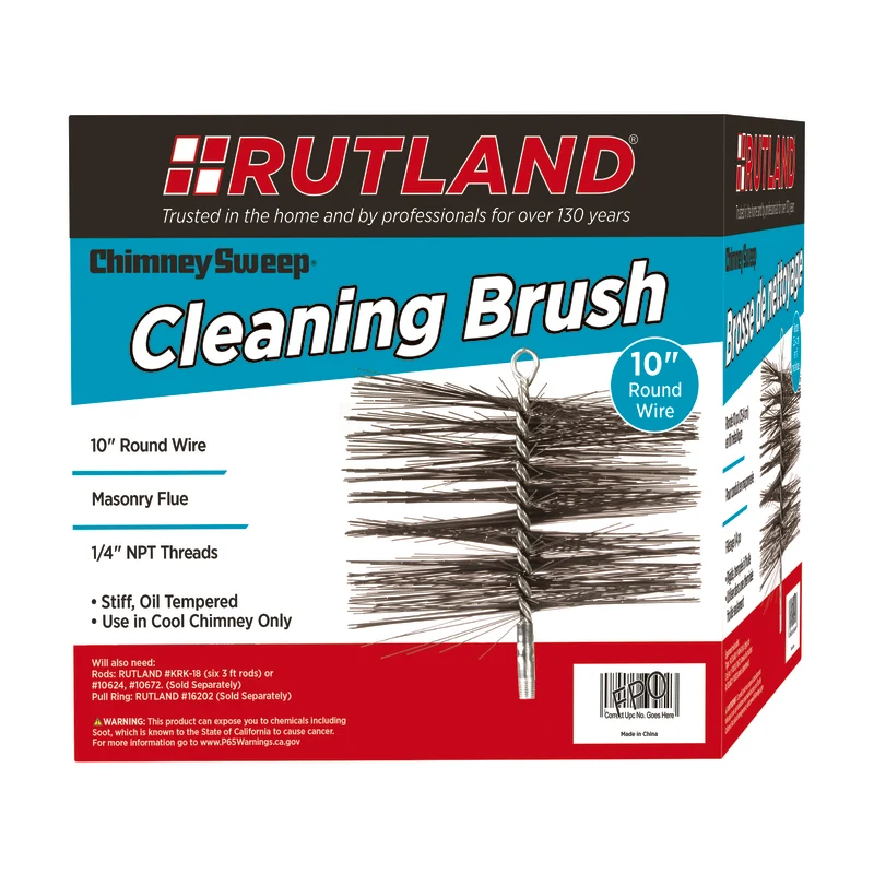 Cepillo para chimenea redondo templado con aceite de 10 pulgadas de Rutland
