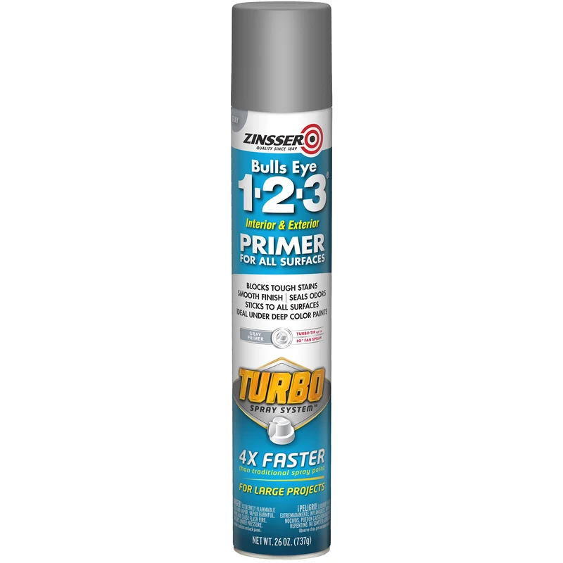 Imprimación alquídica base de aceite Zinsser Bulls Eye 123 Turbo Gray, 26 oz (paquete de 6).