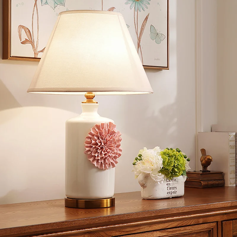 19,5 "/23,5" de extenso 1 bombilla cono/campana luz de mesa Pastoral azul cielo/púrpura/rosa lámpara de mesita de noche de...