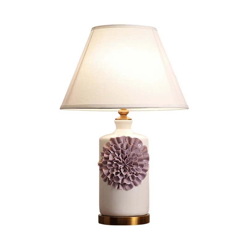 19,5 "/23,5" de extenso 1 bombilla cono/campana luz de mesa Pastoral azul cielo/púrpura/rosa lámpara de mesita de noche de...