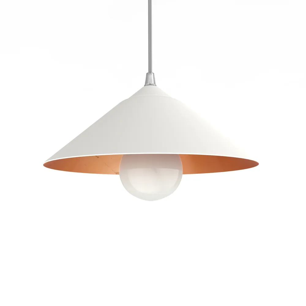 Chapeau lámpara pendiente, 1xE27, max 42w, blanco mate/hoja de cobre, d25cm con Drenaje Mejorado