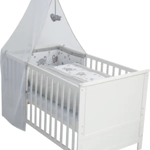 Complete Bed Set 'Jumbo Twins', 70 x 140 cm, Alabastro, including Bedding, Canopy, Nest & Mattress con Certificado de Mate...