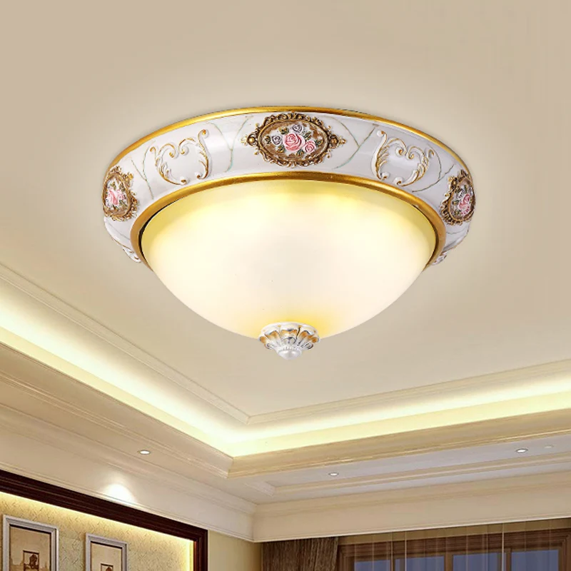 Iluminación de montaje empotrado con cúpula de vidrio blanco, lámpara empotrada LED para dormitorio de campo de Corea, 12...