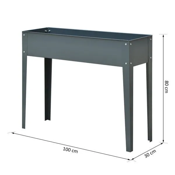 Jardinera elevada Outsunny rectangular gris ocuro 80x100x30 cm para Espacios Pequeños