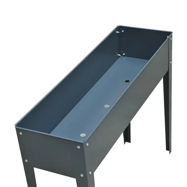 Jardinera elevada Outsunny rectangular gris ocuro 80x100x30 cm para Espacios Pequeños