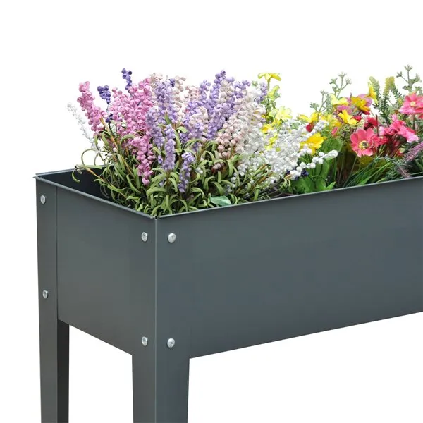 Jardinera elevada Outsunny rectangular gris ocuro 80x100x30 cm para Espacios Pequeños