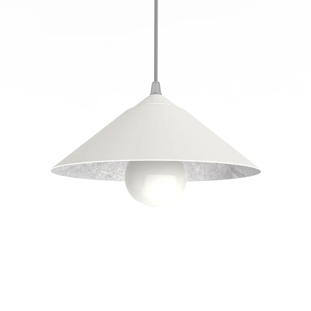Jardineras de Terracota Esmaltada Chapeau lámpara pendiente, 1xE27, max 42w, blanco mate/hoja de plata, d25cm