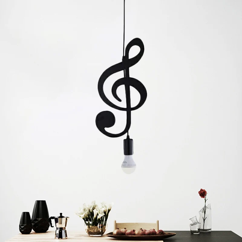 Jardineras de Terracota Esmaltada Lampada sospensione nera con nota musicale/ottava nota, stile nordico, 1 luce, metallo,...
