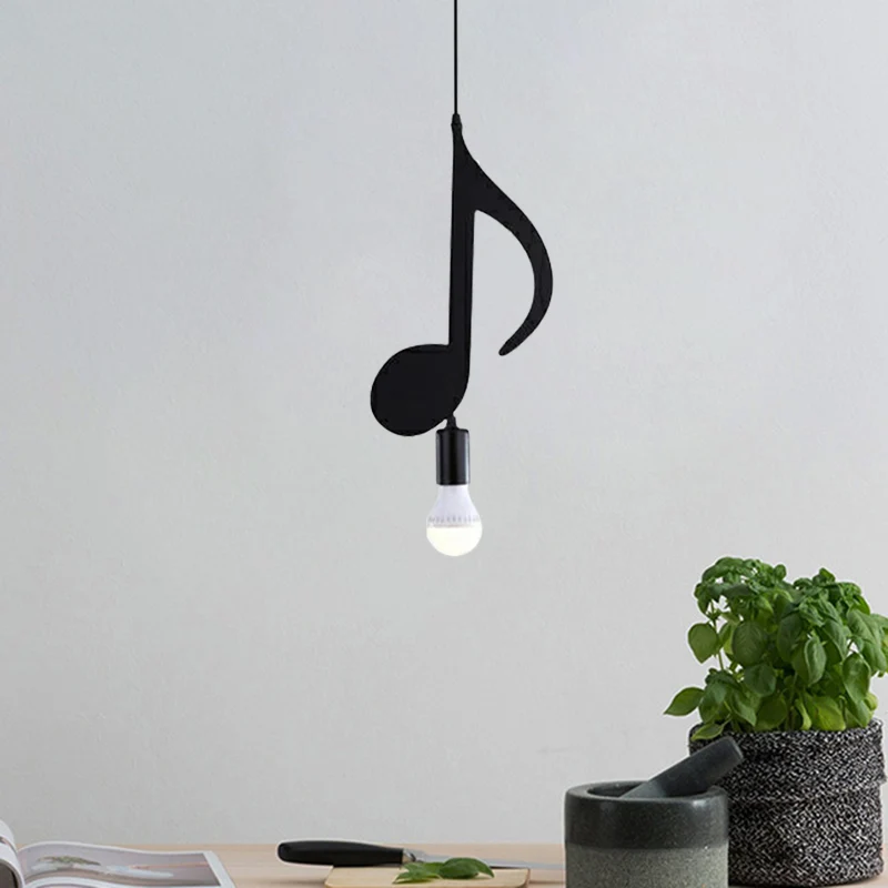 Jardineras de Terracota Esmaltada Lampada sospensione nera con nota musicale/ottava nota, stile nordico, 1 luce, metallo,...