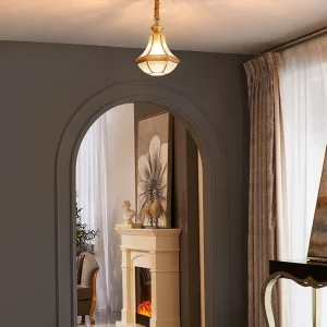 Jardineras de Terracota Esmaltada Lampadario sospensione decorativo ottone, stile coloniale, con paralume barattolo di vet...