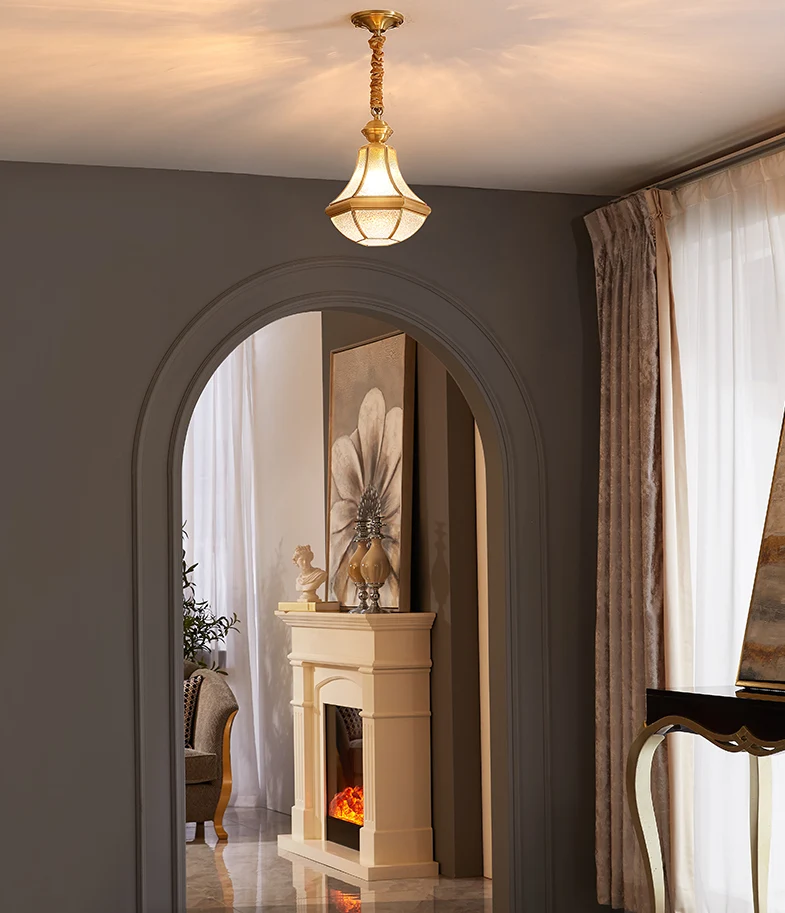 Jardineras de Terracota Esmaltada Lampadario sospensione decorativo ottone, stile coloniale, con paralume barattolo di vet...
