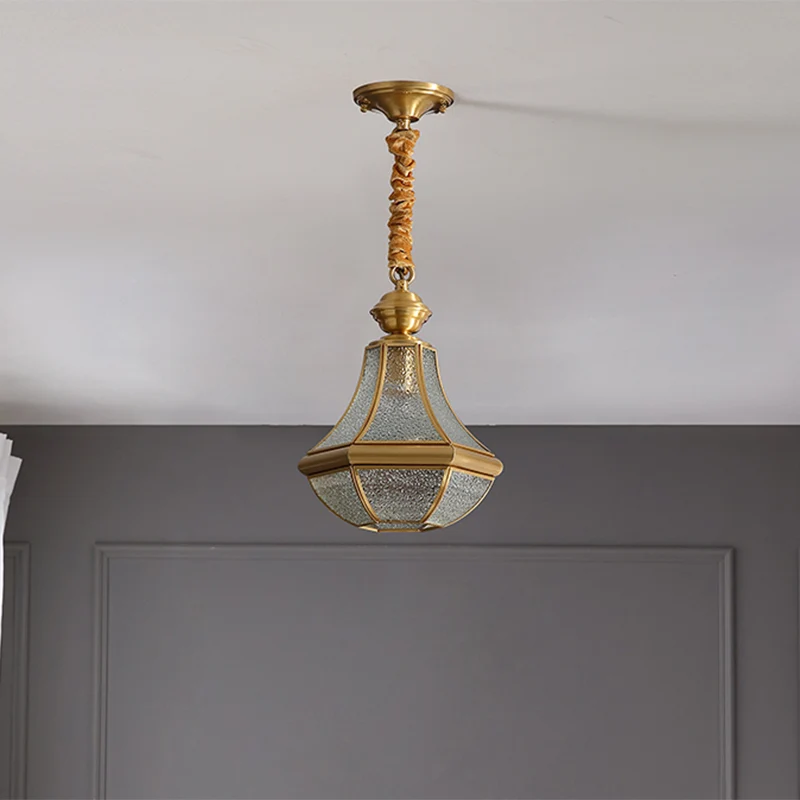 Jardineras de Terracota Esmaltada Lampadario sospensione decorativo ottone, stile coloniale, con paralume barattolo di vet...