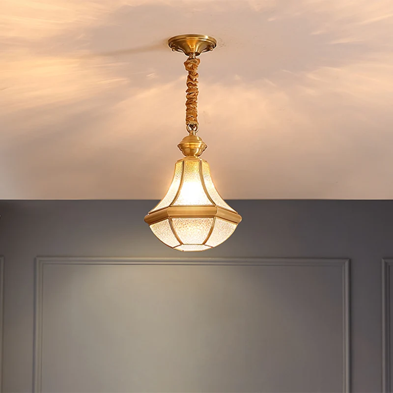 Jardineras de Terracota Esmaltada Lampadario sospensione decorativo ottone, stile coloniale, con paralume barattolo di vet...