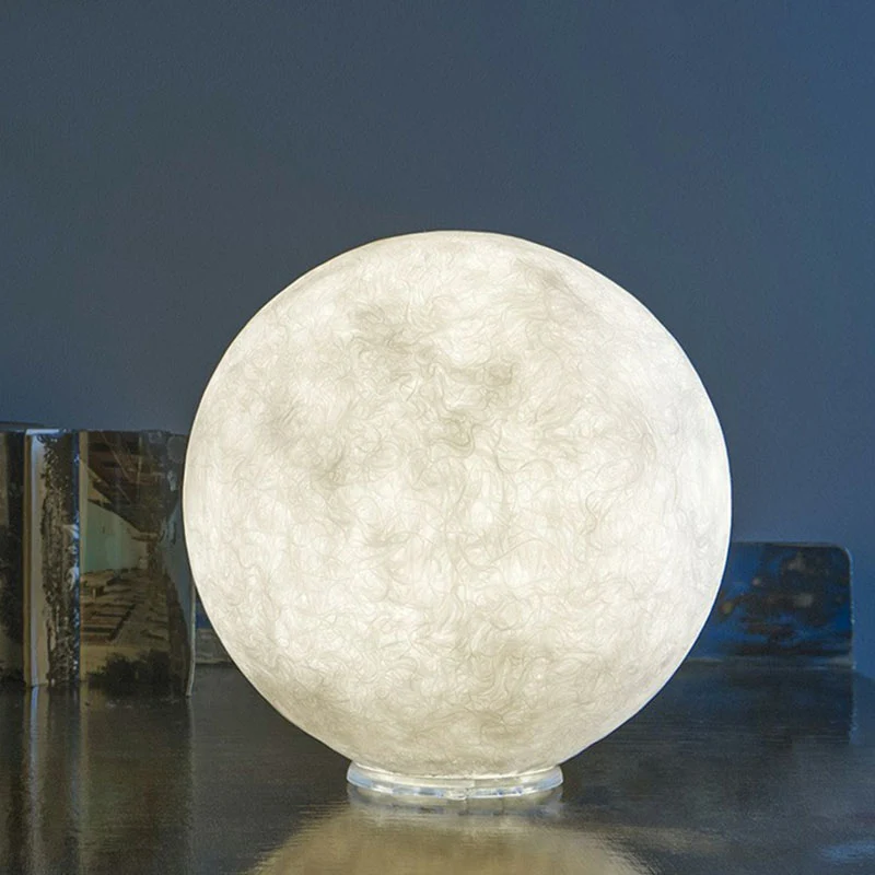 Lampada da comodino Simplicity Moon Sphere Lampada da tavolo plastica 1 luce per camera da letto bianco Compatible con Sis...
