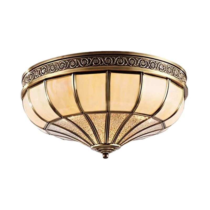 Lampada da incasso cupola per camera da letto Lampada da soffitto ottone coloniale vetro opaco con 3/4 lampadine, 12,5"/16...