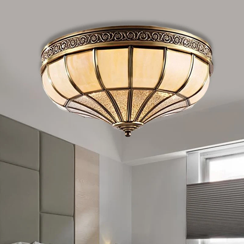 Lampada da incasso cupola per camera da letto Lampada da soffitto ottone coloniale vetro opaco con 3/4 lampadine, 12,5"/16...