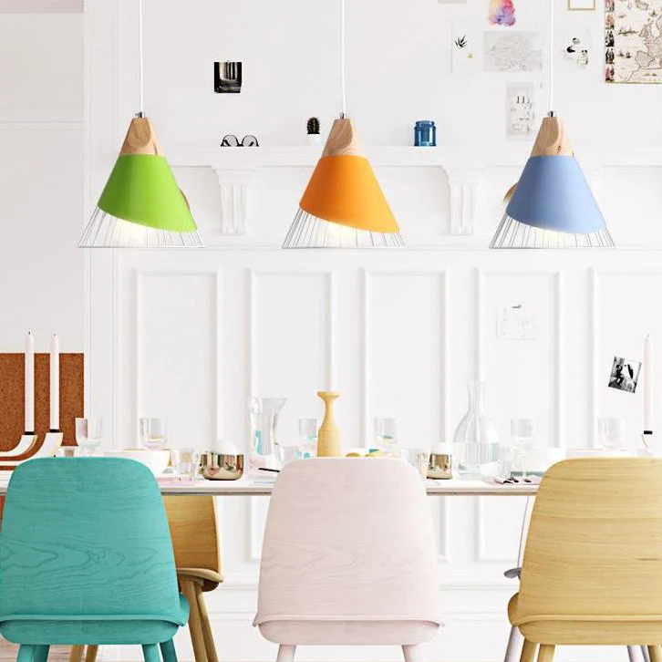 Lampada sospensione conica per scale da camera da letto, metallo, una luce, sofisticado lampada sospensione nordica blu/ve...