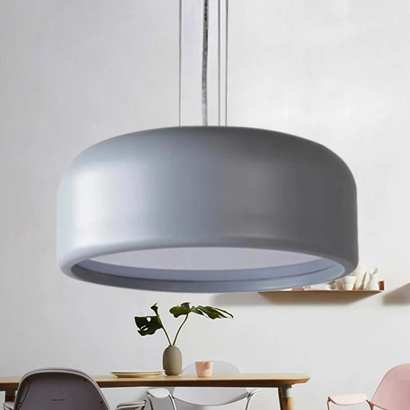 Lampada Sospensione Drum Moderna 1 Luce Acrilico Grigio/Caffè Plafoniera Sospensione per Soggiorno con Diffusore da Incass...