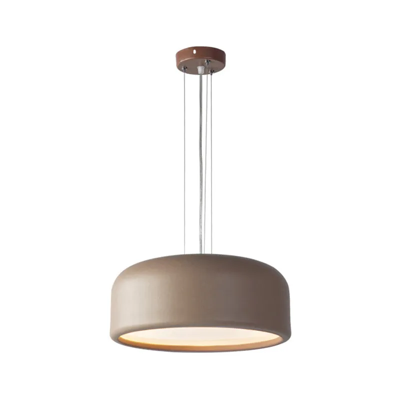 Lampada Sospensione Drum Moderna 1 Luce Acrilico Grigio/Caffè Plafoniera Sospensione per Soggiorno con Diffusore da Incass...