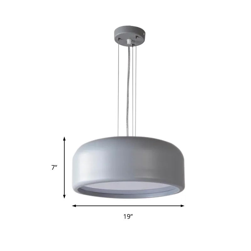 Lampada Sospensione Drum Moderna 1 Luce Acrilico Grigio/Caffè Plafoniera Sospensione per Soggiorno con Diffusore da Incass...