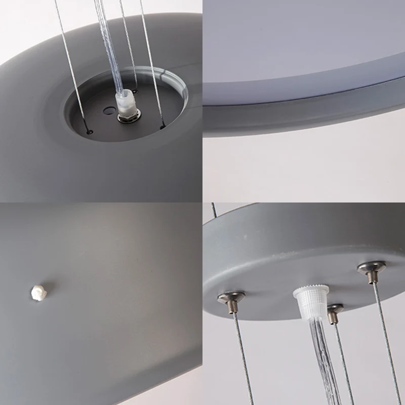 Lampada Sospensione Drum Moderna 1 Luce Acrilico Grigio/Caffè Plafoniera Sospensione per Soggiorno con Diffusore da Incass...