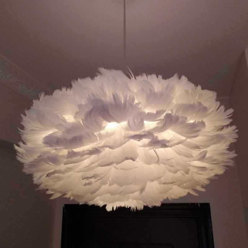 Lampada sospensione Feather Rose Blossom Modernista 1 luce grigio/albicocca/rosa Lampada da soffitto sopra il tavolo, larg...