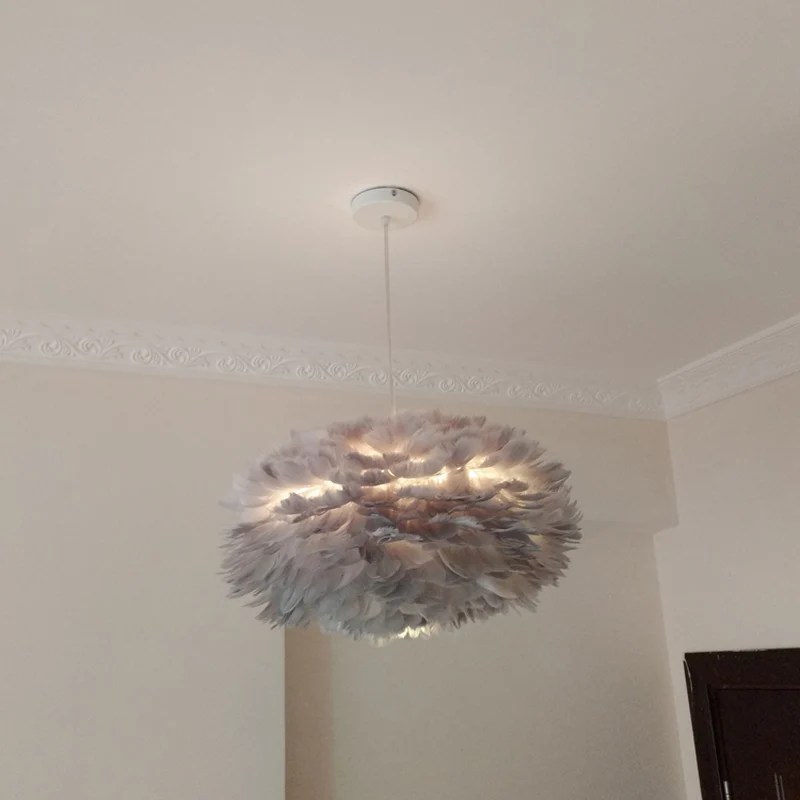 Lampada sospensione Feather Rose Blossom Modernista 1 luce grigio/albicocca/rosa Lampada da soffitto sopra il tavolo, larg...