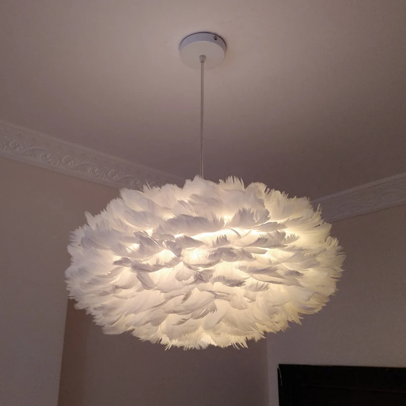 Lampada sospensione Feather Rose Blossom Modernista 1 luce grigio/albicocca/rosa Lampada da soffitto sopra il tavolo, larg...