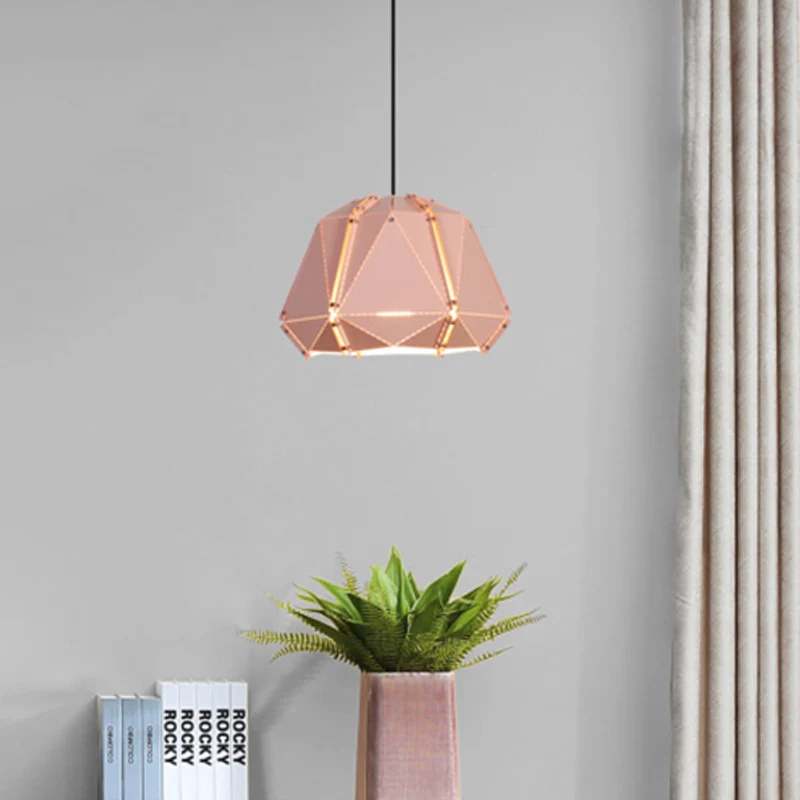 Lampada sospensione geometrica metallo Modernismo 1 testa Bianco/Rosa Apparecchio di illuminazione sospensione per camera...