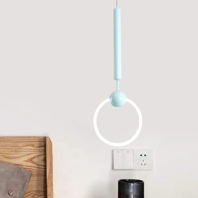 Lampada sospensione per camera da letto con flauto e anello, metallo, 1 testa, stile macaron con Sistema de Autoriego