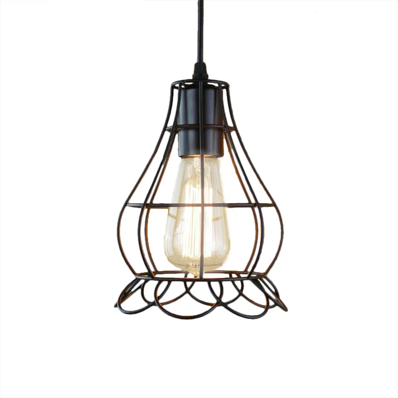 Lampada sospensione 1 testa con paralume gabbia di fiori Lampada da soffitto regolabile altezza per camera da letto indust...