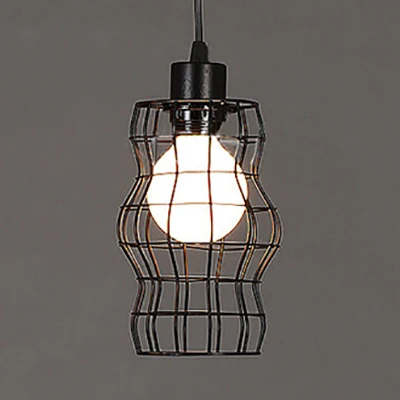 Lampada sospensione 1 testa stile antiguo, campana/cilindro/lampada sospensione metallo ondulato con struttura filo metall...