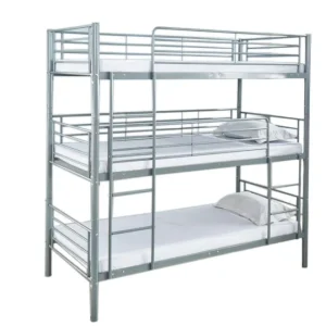 Litera triple de estructura de metal color gris, 215x200x97cm