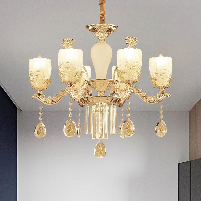 Maceta de Autorriego con Reserva Lampadario floreale vetro smerigliato Lampada sospensione per camera da letto 6/8 teste d...