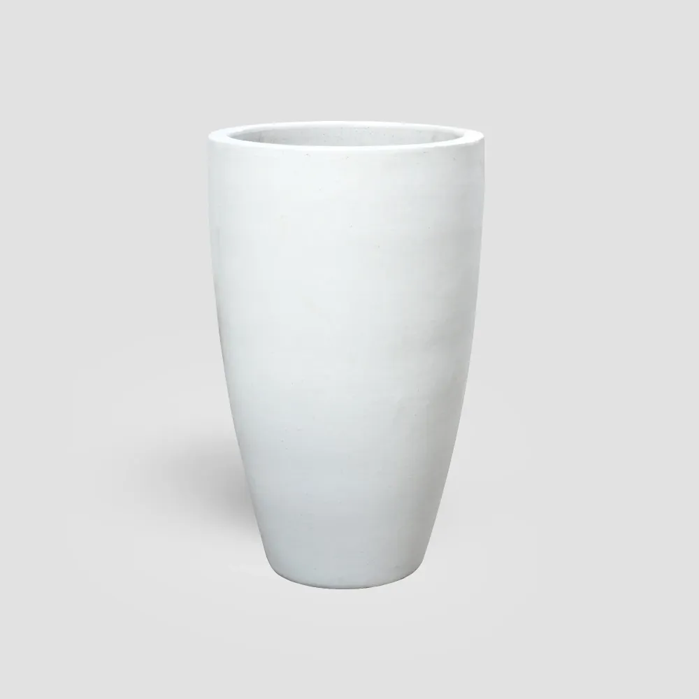 Maceta Biodegradable de Fibra Maceta Fronda esmaltada Glazed blanco (Campana alta)