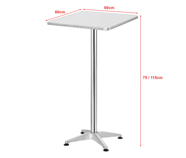 Maceta Biodegradable de Fibra Mesa de Bar y bistro Järpen altura ajustable 75-115 x 60 x 60 cm aluminio MDF plata