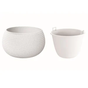 Maceta Redonda Con Deposito Splofy Bowl De Plastico En Color Blanco 23,9 (Largo) X 23,9 amplio X 16,1 (Altura) Cm