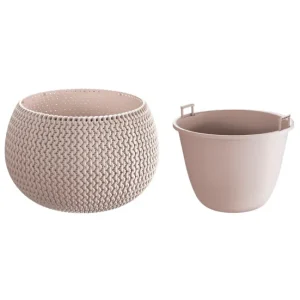 Maceta Redonda Con Deposito Splofy Bowl De Plastico En Color Mocca 23,9 (Largo) X 23,9 vasto X 16,1 (Altura) Cm