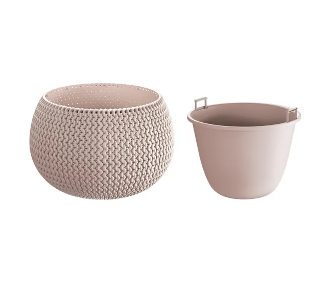Maceta Redonda Con Deposito Splofy Bowl De Plastico En Color Mocca 23,9 (Largo) X 23,9 vasto X 16,1 (Altura) Cm